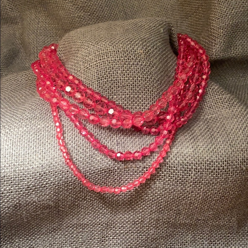 🔮 Barbie Pink Crystal Layered Necklace